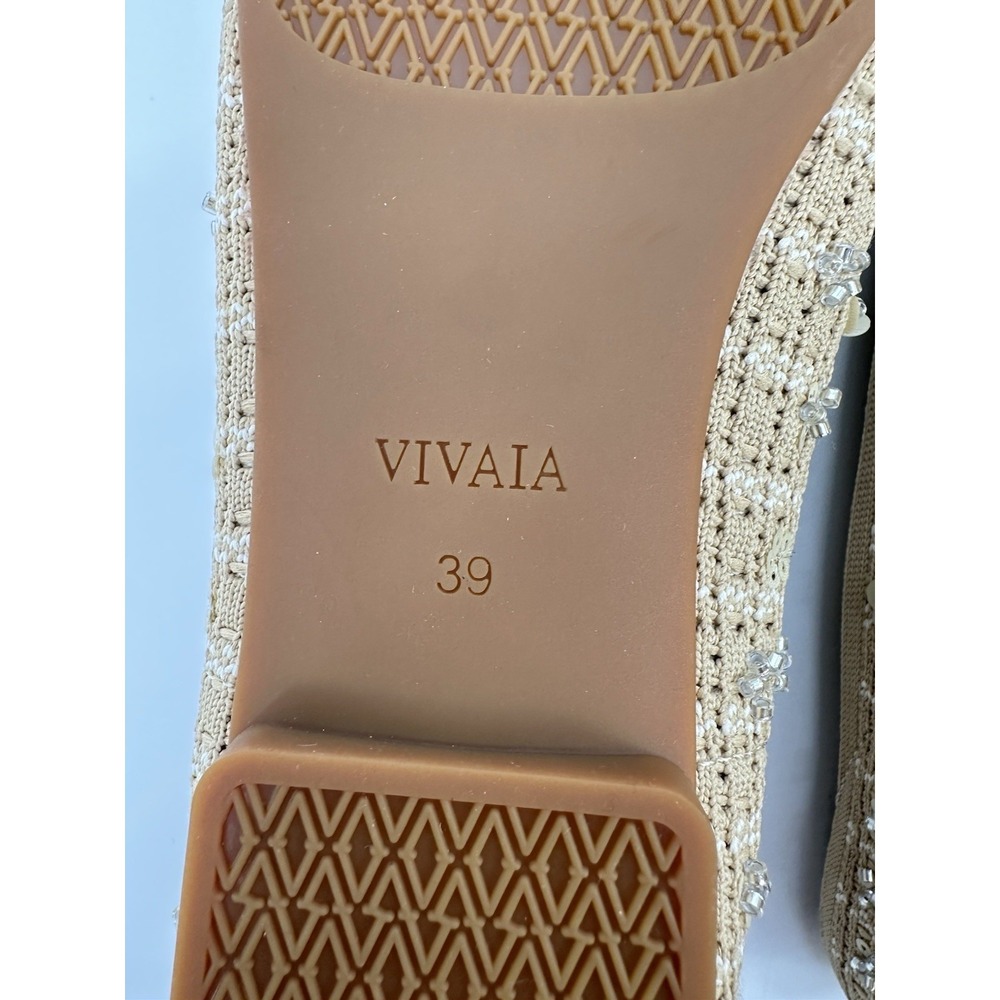 VIVAIA Margot 2.0 Square Toe V-Cut Knit Flats Beige Floral EU 39 US 8 NIB - Picture 10 of 14